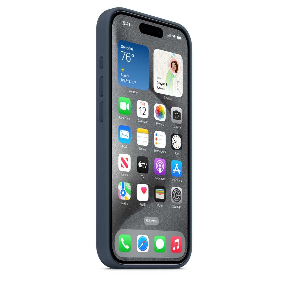 Оригинальный чехол Apple для iPhone 15 Pro Silicone Case with MagSafe MT1D3ZM/A storm blue