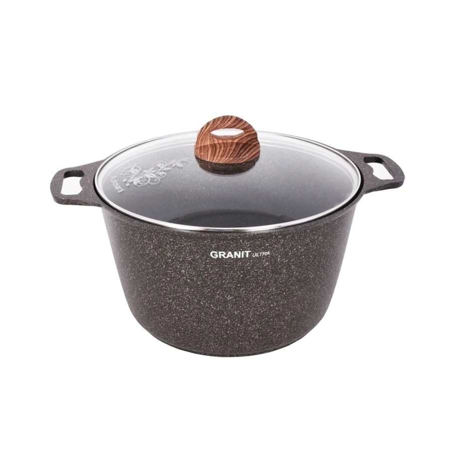 Кастрюля Kukmara 8л со стеклянной крышкой АП, линия Granit ultra
