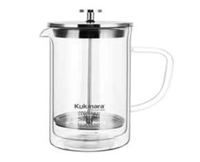 Заварочный стеклянный чайник Kukmara c двумя стенками чёрный 1л