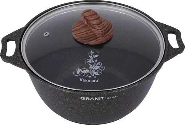 Кастрюля Kukmara 3л со стеклянной крышкой АП, линия Granit ultra