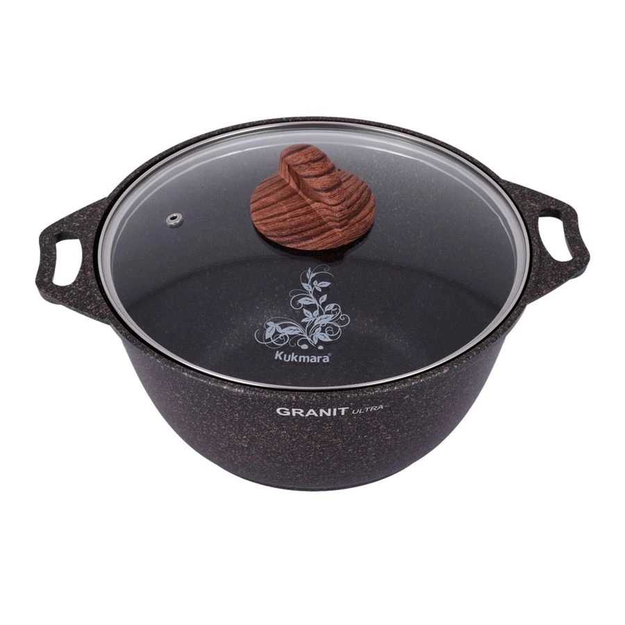 Кастрюля Kukmara 4л со стеклянной крышкой АП, линия Granit ultra