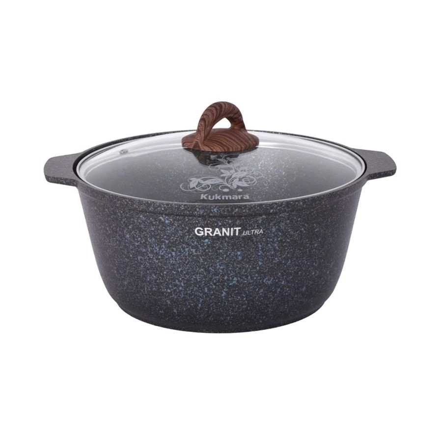Кастрюля-жаровня Kukmara 5л со стекл. крышкой, АП линия "Granit ultra"