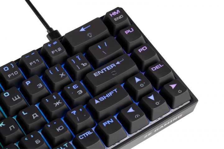 Клавиатура игровая, проводная 2E GAMING Keyboard KG380 RGB 68key Gateron Brown Switch BT/USB Black U