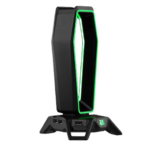 Подставка 3в1 для игровых наушников (пластиковая) 2E GAMING GST330 Headset Stand 3in1 RGB 7.1 USB Bl