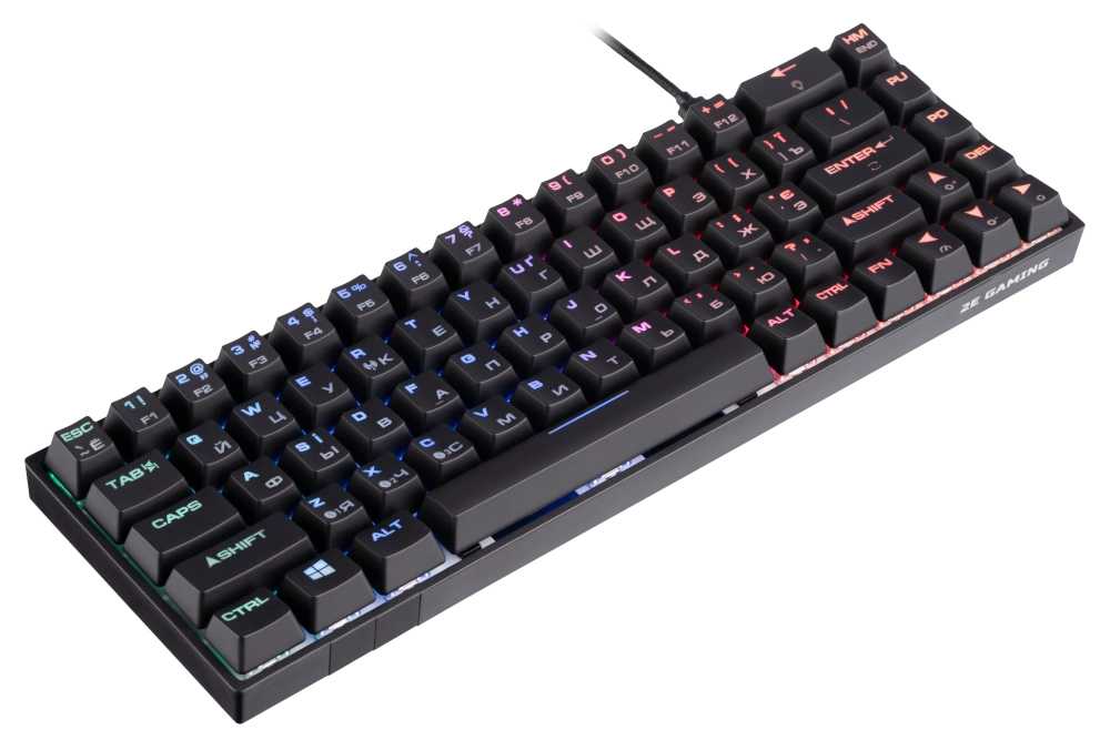 Клавиатура игровая, проводная 2E GAMING Keyboard KG380 RGB 68key Gateron Red Switch BT/USB Black Ukr