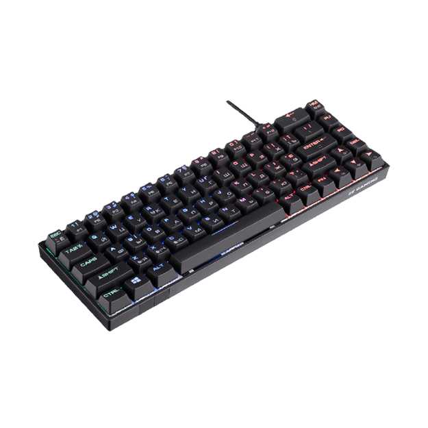 Клавиатура игровая, проводная 2E GAMING Keyboard KG380 RGB 68key Gateron Blue Switch BT/USB Black Uk