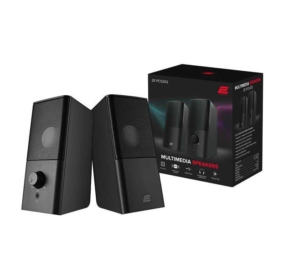 Компьютерные колонки, проводные 2E Personal Computer Speaker PCS202, 2.0, USB, Black