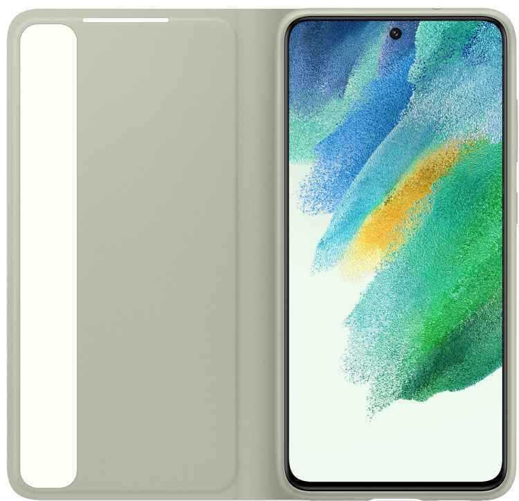 Оригинальный чехол Smart Clear View Cover для Galaxy S21 FE (оливковый)