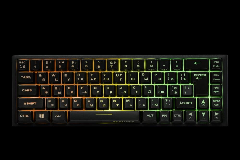 Клавиатура игровая, проводная 2E GAMING Keyboard KG360 RGB 68key WL Black Ukr