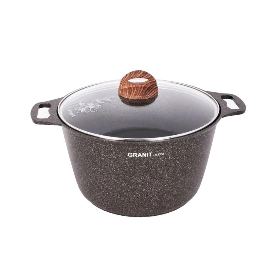 Кастрюля Kukmara 8л со стеклянной крышкой АП, линия Granit ultra