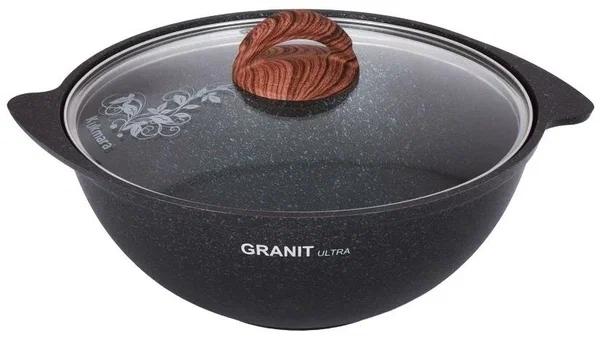 Казан Kukmara для плова 4,5л со стеклянной крышкой, АП линия Granit Ultra