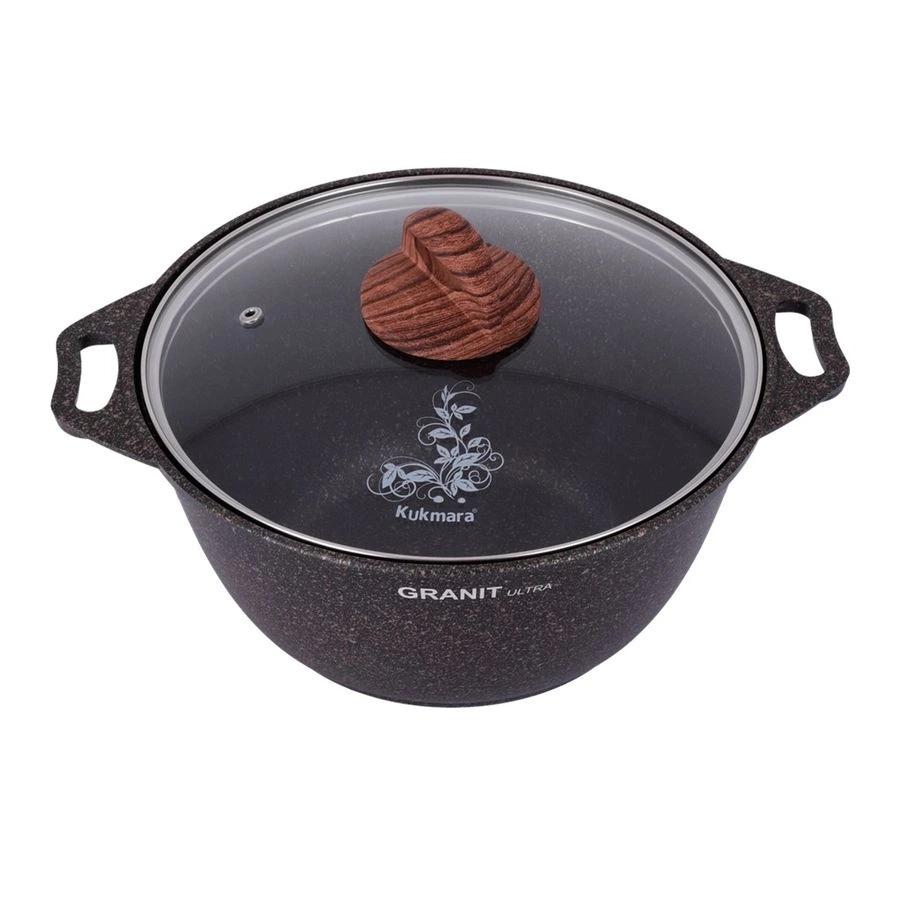 Кастрюля Kukmara 4л со стеклянной крышкой АП, линия Granit ultra