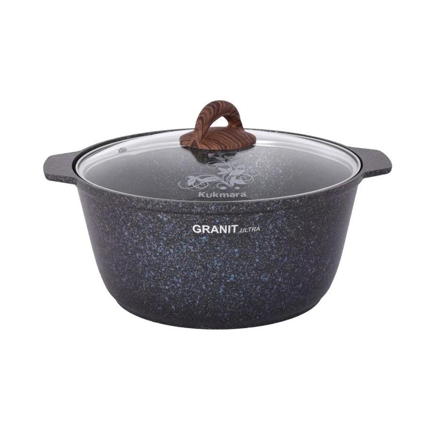 Кастрюля-жаровня Kukmara 5л со стекл. крышкой, АП линия "Granit ultra"