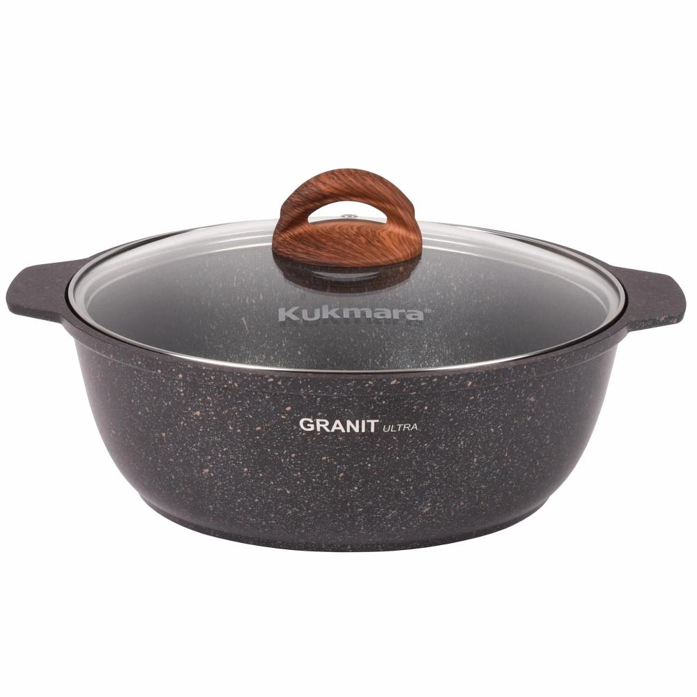 Кастрюля-жаровня Kukmara 3л со стекл. крышкой, АП линия "Granit ultra"