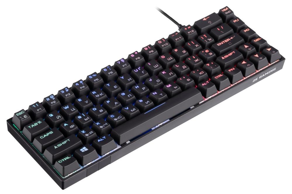 Клавиатура игровая, проводная 2E GAMING Keyboard KG380 RGB 68key Gateron Red Switch BT/USB Black Ukr