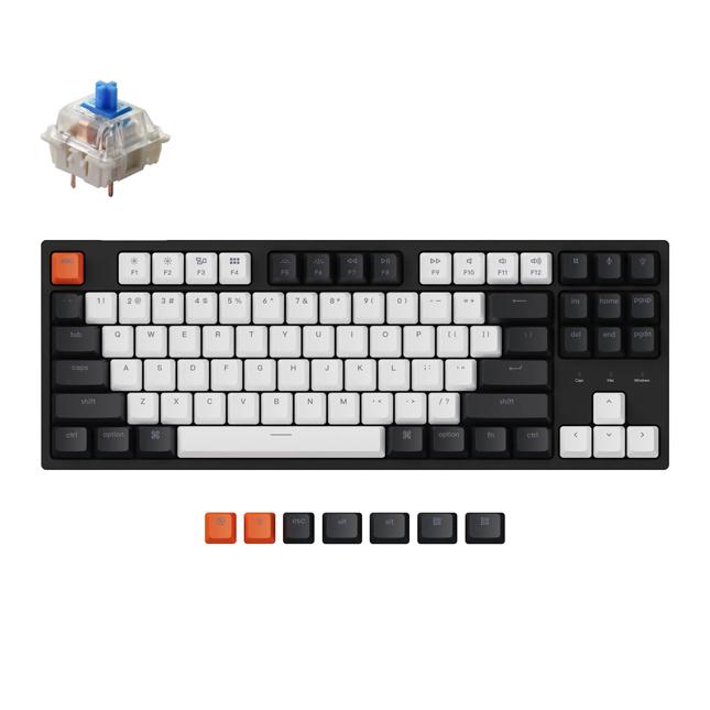 Klaviatura o'yin uchun simli Keychron C1 Wired 87 Key Gateron Switch RGB ko'k