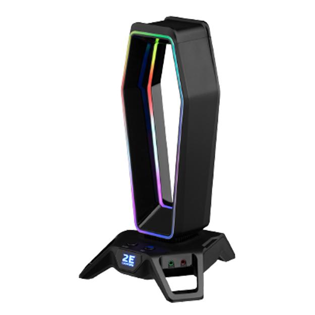 Подставка 3в1 для игровых наушников (пластиковая) 2E GAMING GST330 Headset Stand 3in1 RGB 7.1 USB Bl
