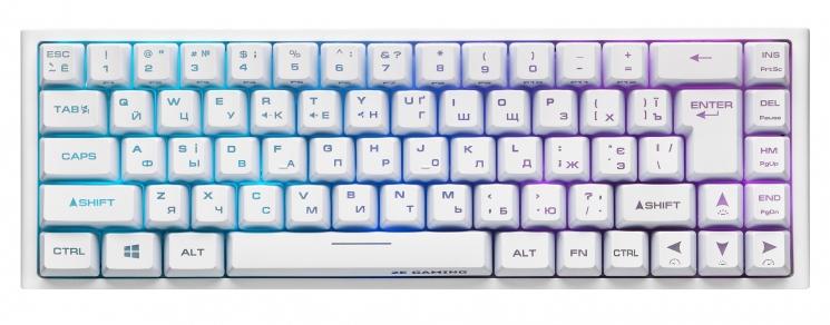 Клавиатура 2E GAMING KG360 RGB 68key WL White UKR