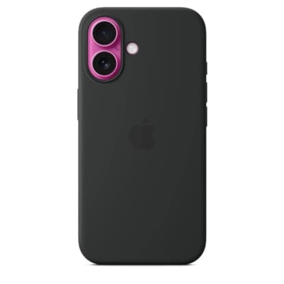 Original g'ilof uchun Iphone 16 Silicone Case with MagSafe (qora)