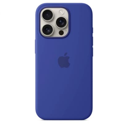 Original g'ilof uchun Iphone 16 Pro Silicone Case with MagSafe (to'q-ko'k)