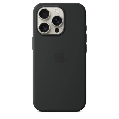 Original g'ilof uchun Iphone 16 Pro Silicone Case with MagSafe (qora)